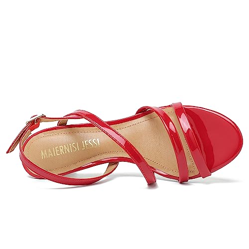 Image of MAIERNISI JESSI Unisex Men's Women's Strappy Dress Sandals Kitten Heel Slingback Heels