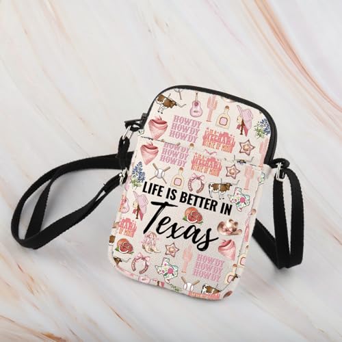 WCGXKO Texas Souvenirs Gifts Life Is Better In Texas Crossbody Bag Texas Travel Trip Gift For Women3