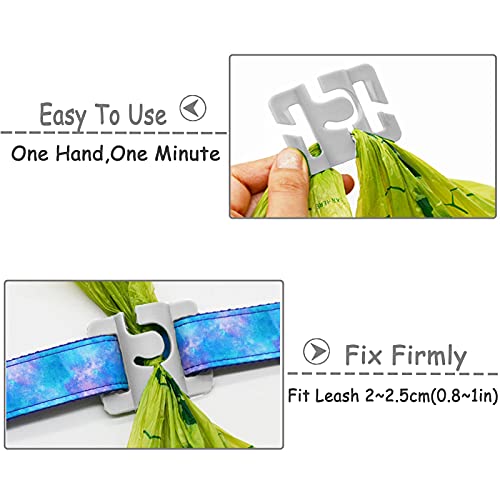 Image of Hands-Free Dog Poop Bag Holder for Basic Dog Leash Used Doggie Poop Bags Carrier for Flat Leash(Blue+Pink+Grey)