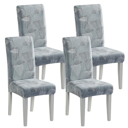 4PCS Dining Chair Covers, Stretch Removable Washable Dining Room Chair Protector Slipcovers, Leaf Kitchen Chair Cover, Slipcovers Protector for Hotel, Ceremony, Banquet Holiday Party Home Décor