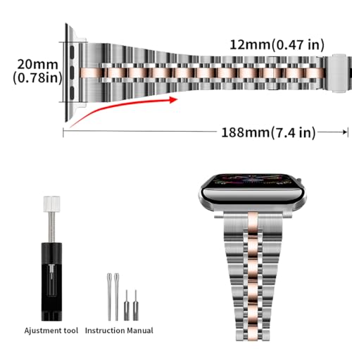 Image of Slim Metal Bands Compatible with Apple Watch 40mm 38mm 41mm 42mm 44mm 45mm, Metal Stainless Steel Chain Strap for Women iWatch Series 9 8 7 6 5 4 3 2 1 SE