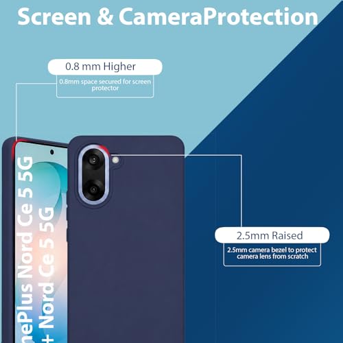 Image of LIRAMARK Liquid Silicone Soft Back Cover Case for OnePlus Nord CE 5 5G| Soft Micro-Fibre Lining Inside | Camera Protection Bump (Midnight Blue)