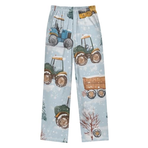 ZZXXB Winter Tractor Trees Boys Long Pants Soft Trousers Elastic Waist Kids Lounge Bottoms with Pockets S-XL2