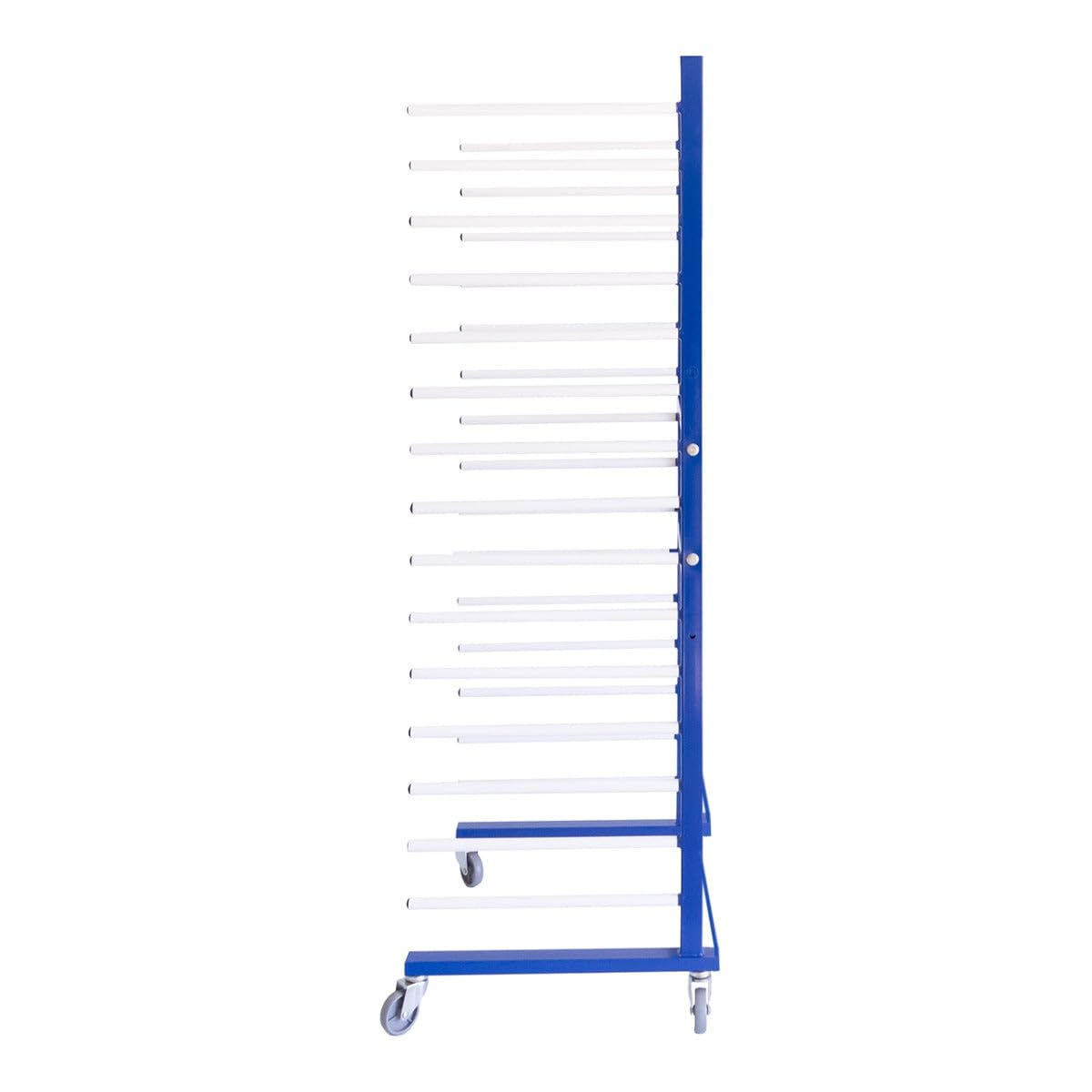 T-Mech Lot de 5 Chariots de Séchage Combinables à 15 Niveaux Acier Bleu Capacité de 375 kg Roulettes Largeur 35 cm - 65 cm Séchage de Peinture Placoplâtre Planches de Plâtre [4 x Connecteurs INCLUS]
