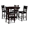 New Classic Furniture Gia 5 Piece Round Counter Height Dining Set with 1 Dining Table and 4 Chairs 42 Inch Ebony