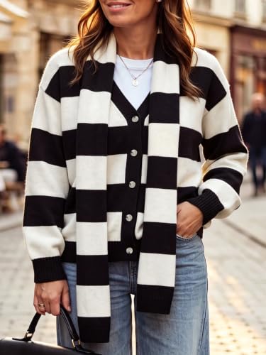 Womens Stripe Long Sleeve Cardigan Sweaters - image 6