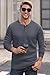 Herberton Mens Textured Hiking Shirts Winter Comfort Tee Stylish Solid Henley Fashion Casual Plain Tshirt Dark Grey XL