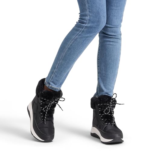 Image of DREAM PAIRS Women's Outdoor Winter Snow Boots | Women Winter Snow Boots, Faux Fur Waterproof Ankle Booties, Zaylee Ladies Slip Resistant Sole Comfortable Short Boots Outdoor