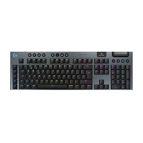 Logitech G G915 X LIGHTSPEED Teclado para gaming inalámbrico de perfil bajo, teclas de PBT de doble moldeado, elegante acabado en aluminio, interruptores táctiles marrones GL, PC/Mac,QWERTY ESP,Negro
