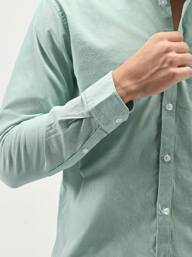 Image of Urbano Fashion Men's Cotton Full Sleeve Regular Fit Casual Solid Slub Shirt with Spread Collar