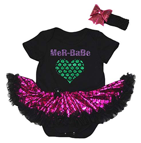 Body sirène en coton noir avec tutu pour bébé fille de la naissance à 18 mois