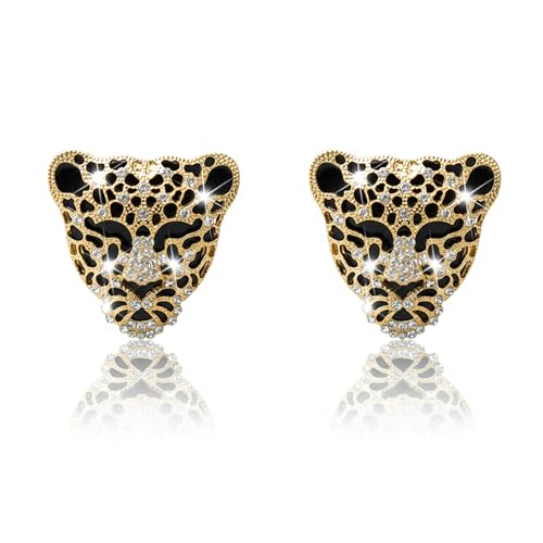Image of 2pcs Bling Leopard Car Air Freshener Vent Clip, Black and Gold Cheetah Print Car Accessories, Sparkly Rhinestones Car Decor for Women