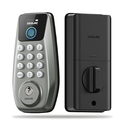 DESLOC C110 Keyless Entry Door Lock with Fingerprint - Smart Deadbolt Lock for Front Door with 2 Keys - Auto Lock - Easy Installation, 100 PIN Codes, IP54 Waterproof, BHMA Grade 3, Nickel
