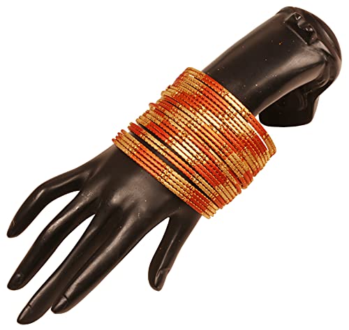 Touchstone New Indian Fresh Bollywood Fashion Handcrafted Enchanting Pastel Vanilla White Golden Colors Orange Designer Jewelry Bracelets Bangle. Set Of 24. For Women. #TOP1