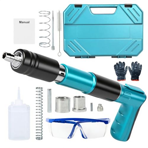 Uadme Cloueur Beton, Pistolet à Clous Manuel, 5 Vitesses Pistolets Pneumatique pour Acier et Béton, Pistolet à Ongles, avec Gants à Lunettes