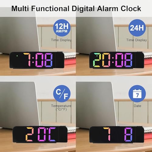 Réveil Numérique avec Projecteur TTPOLONG pour Chambre avec Réglage de Luminosité - Réveil Bruyant de Chevet pour les Gros Dormeurs – vue 7