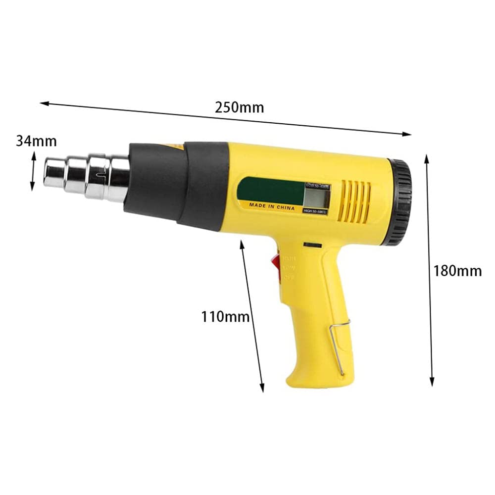 2000W Pistola ad Aria Calda Pistola Termica Professionale con LCD Display Temperatura Regolabile, Pistola Termica Elettrica Professionale 220V, Temperatura Regolabile 50 ℃~650 ℃