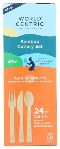 World Centric, Assorted Bamboo Cutlery, 24 Count