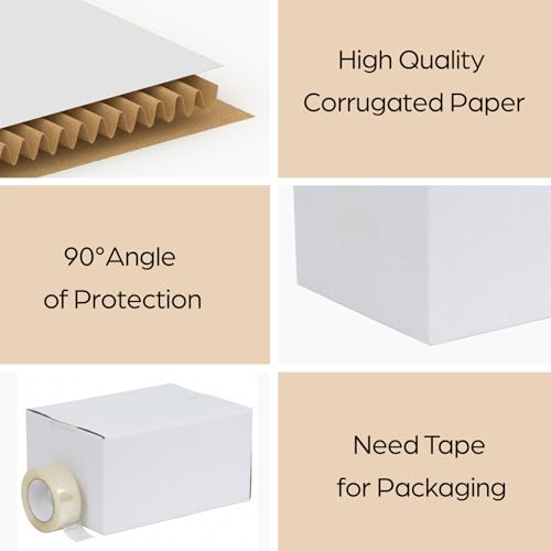 Image of RLAVBL 8x6x4 Shipping Boxes Set of 40, White Corrugated Cardboard Box for Packing, Mailing, Business