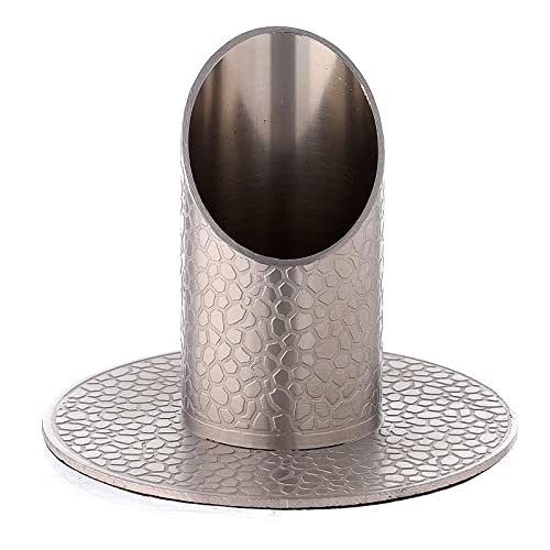Candleholder with Leather Effect in Nickel-Plated Brass, 3 cm