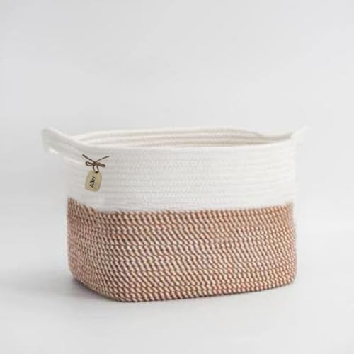 Image of GUDDE Cotton Rope Woven Storage Basket for Toys, Laundry & Blankets | Nursery Organizer Bin | Dog Toy Basket | Decorative Gift Hamper | Jute Style Home Storage (brown mix)