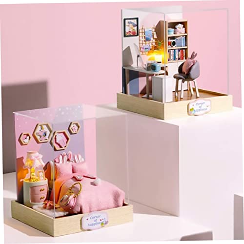 Doll speelgoed houten model huis poppenhuis miniatuur stofomslag mini diy book nook voor kinderen kerstcadeau. - Image 5