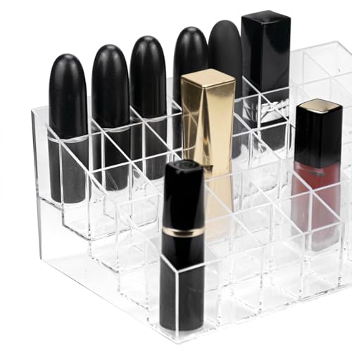 Image of Hedume 2 Pack Lipstick & Makeup Organizer, 40 Slot Acrylic Cosmetic Display Case for Lipstick, Brushes, Bottles