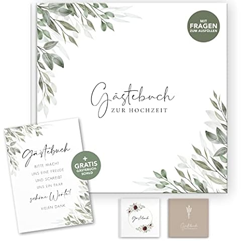 luftundliebe Gästebuch Hochzeit mit Fragen zum ausfüllen, Gästebuch, Hochzeit Gästebuch, Vintage, Fotobuch Hochzeit - Eukalyptus Cover