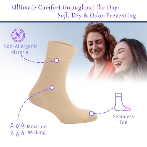 Crew Socks for Women Soft Combed Cotton Moisture Wicking Thin Ladies Dress Socks with Seamless Toe2
