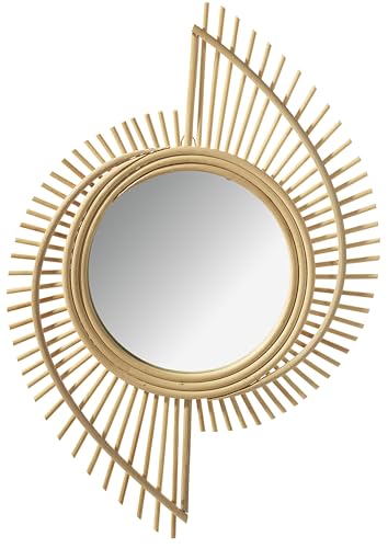 Kobolo Spiegel Wandspiegel - LEVI - mit Rahmen aus natürlichem Rattan...