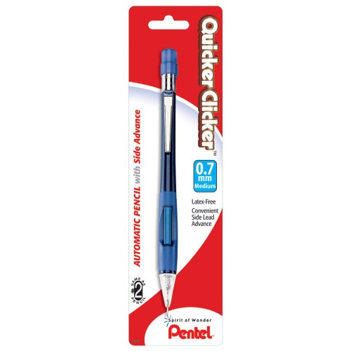Pentel Quicker Clicker Automatic Pencil, 0.7mm, Transparent Barrel, Assorted Barrel Colors, Color May Vary, 1 Pack (PD347BP-K6)