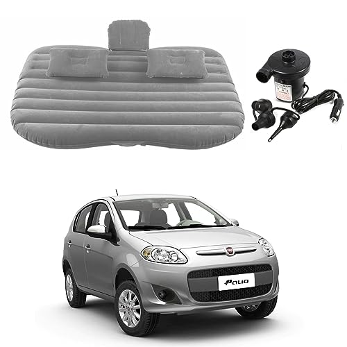 Image of Oshotto Multifunctional Car Travel Bed Mattress with Two Air Pillows, Car Air Pump Compatible with Fiat Palio (Grey)