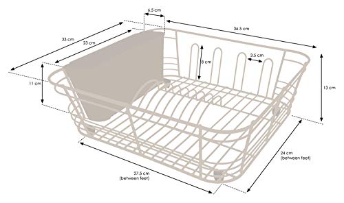 simplywire - Dish Drainer with Cutlery Basket and Glass Drying Hooks - Black Plastic Coated Steel - Image 6