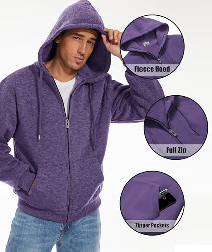 Image of SWISSWELL Men Zip Up Hoodies Sherpa Lined Jacket Heavyweight Fleece Sweatshirt Winter Warm Hooded Coat