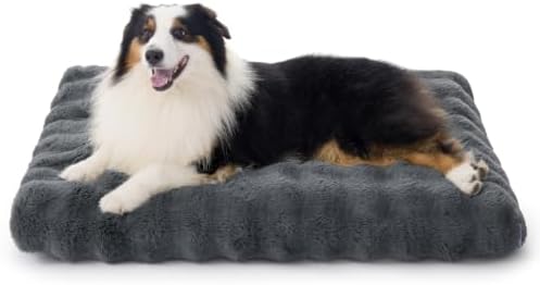 LE SURE Hundebett waschbar Soft Bubble Fleece Hundekissen, 104x69x9cm Grau | Abnehmbarer Bezug, Rutschfester Boden, Komfortabel Beruhigende Kissen Matte in Einem für Großrassen