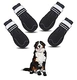 Dog Shoes for XL Dogs - Winter Boots & Paw Protectors - Booties Perfect for Snow, Rain, Hot Pavement, Hiking, Hardwood Floors and Anti Digging- Waterproof Foot Covers with Non Slip Rubber Soles- Black