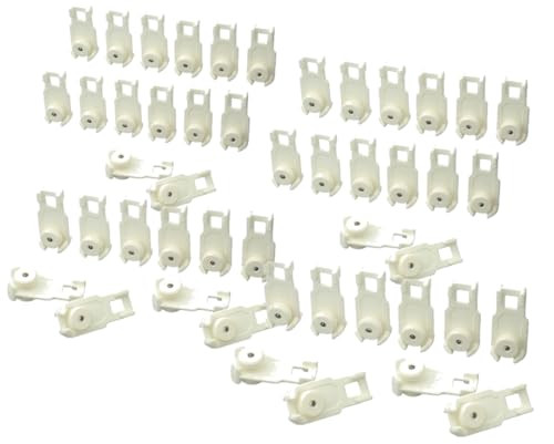 48 Chariots sur Roulettes Axe Acier pour Rail de Rideau, Coulisse Fluide & Silencieuse pour Rail au Plafond ou Chemin de Fer, Blancs