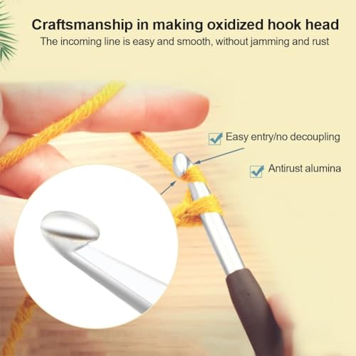Image of Crochet Kit with Soft Grip Handles - Full Crochet Hook Set for Beginners & Yarn Lovers - Ergonomic Crochet Tools for DIY Craft & Gifting (Crochet Needles Set)