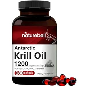 NatureBell Antarctic Krill Oil 1000mg Supplement, 180 Softgels, Natural Source of Omega-3s, EPA, DHA and Astaxanthin…