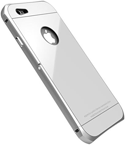 Uniqe Stand Series [Aluminum Metal Frame] with [Tempered Glass Back Case] Multi-layer Protective Case Cover for iPhone 6 Plus/iPhone 6s Plus (Silver+White)