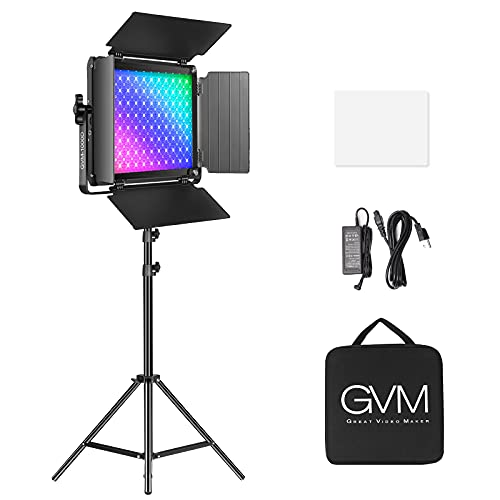 Super Cheap 🛒 GVM RGB LED Video Light with APP Control, 45W Professional Video Lighting Kit LED Panel Light with 736pcs Led Beads & 8 Applicable Scenes for Gaming, YouTube, Streaming, Photography & Video Recording