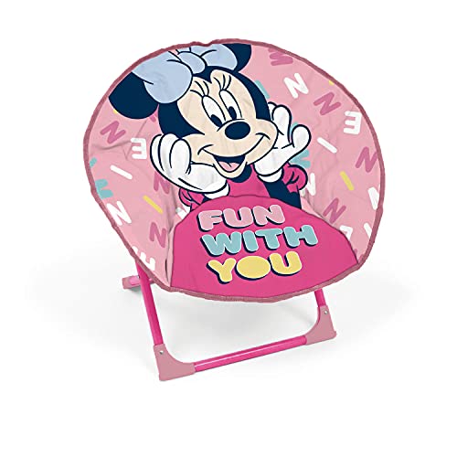 ARDITEX Silla Redonda Plegable Minnie Mouse, Silla Infantil de Luna, Ø 50 cm