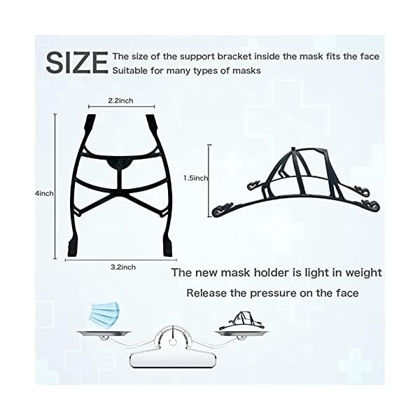 Awolf Face Mask Support Frame Black for Adult Insert Inner Mask Bracket New Upgrade Clip Design Protector Stand Nose Protection Lipstick Reusable Washable 5Pcs 5 Count (Pack of 1)