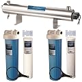 Bluonics 110W UV Water Ultraviolet Sterilizer 24GPM Plus Sediment and Carbon Well Water Purifier System Size 4.5" X 20" Filters for Large Home and Commercial
