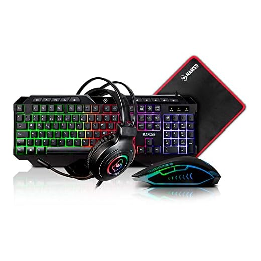 Combo Gamer Mancer ORC 4x1, Teclado ABNT2, Mouse 3600DPI, Mousepad Pequeno, Headset Drivers 50mm, Rainbow, MRC-ORC-RBW01