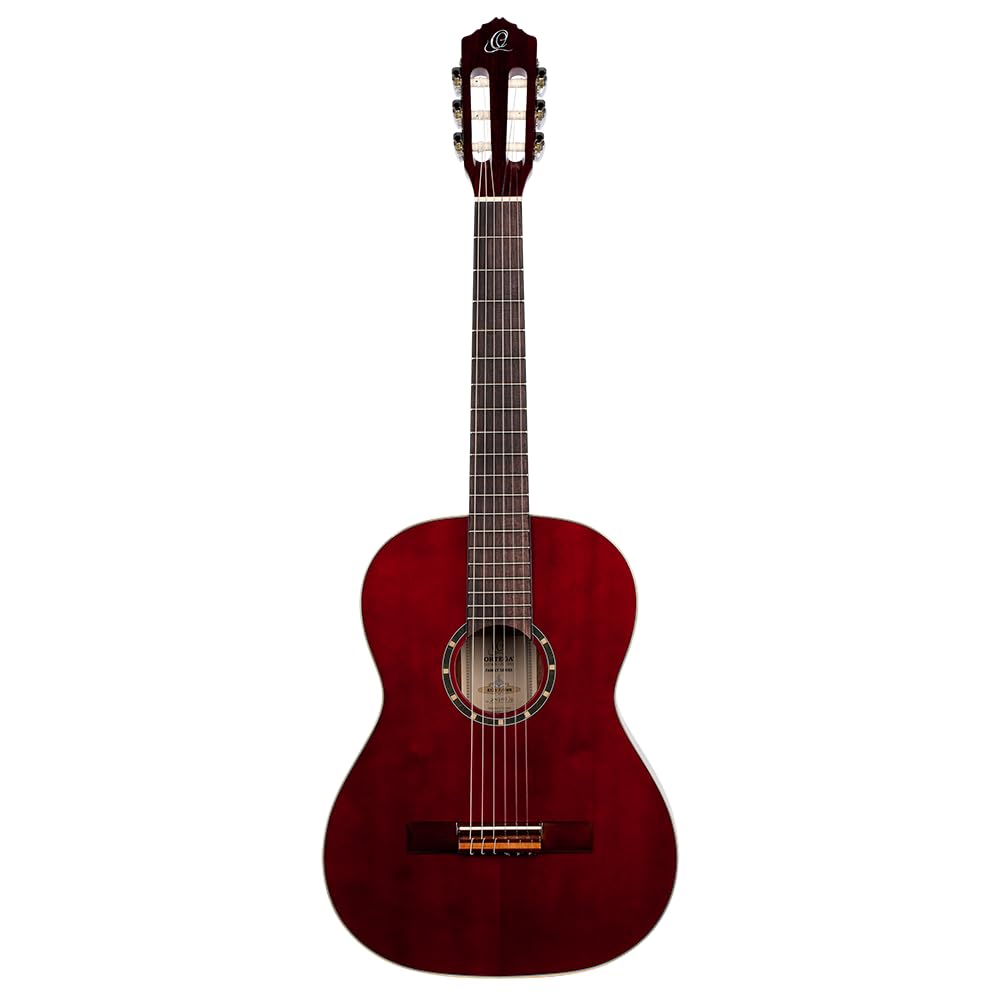 Ortega Guitars 7/8 Konzert Gitarre – Family Series – Inklusive Gig Bag – Fichte, Mahagoni, Rot (R121-7/8WR)