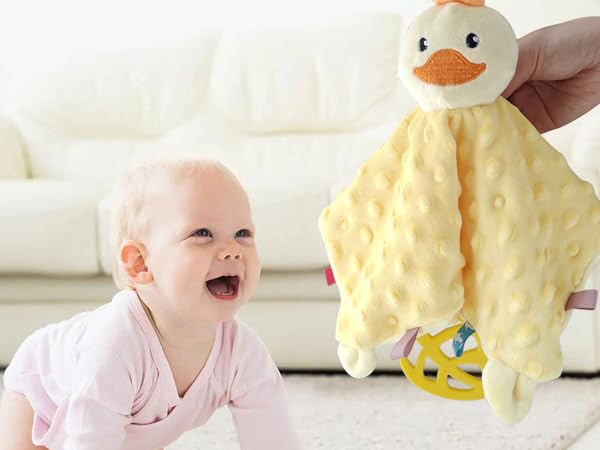 Yellow Duck Security Blanket with Tags Loveys for Babies 11" Soft Baby Taggy Blanket Minky Dot Snuggle Toy Stuffed Animal Blankie Lovies Gifts for Newborn Infant and Toddler - Image 11