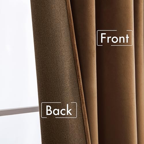 Image of MIULEE Velvet Curtains 52x96 inches 2 Panels Brown Blackout Curtains | Luxury, Bedroom Living Room, Thermal Insulated, Super Soft Window Drapes, Rod Pocket & Back Tab