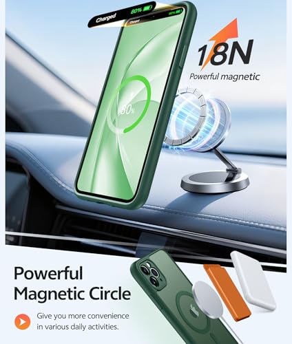 Image of FNTCASE for iPhone 11 Pro Max Case: [Compatible with Magsafe] Translucent Matte Magnetic Cases [Full Camera Protection] Military Grade Shockproof Protective Phone Cover - Green