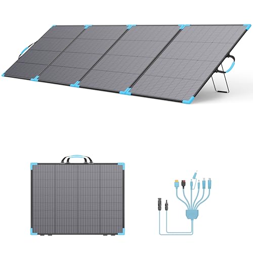 E-POWO 400W Bifacial Portable Solar Panel for Power Station 23.5% High Efficiency ETFE Foldable Solar Charger for Camping Essentials IP68 Waterproof 3 Reinforced Kickstands for RV Off-Grid Blackouts